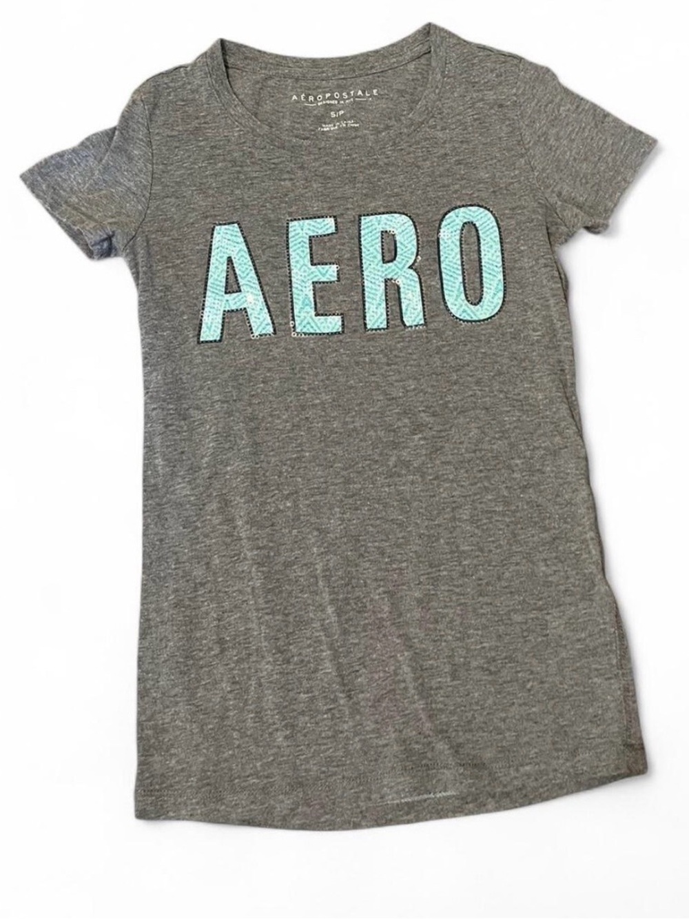 Aeropostale Gray Tee with Sequins AERO Logo